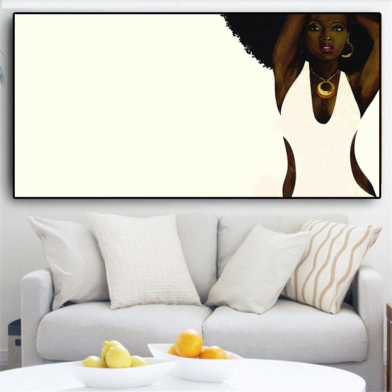 

Абстрактная Черно-белая африканская женщина Портрет Холст Живопись Плакаты и принты Скандинавское настенное искусство Картина Домашний декор Без рамки 20*40cm