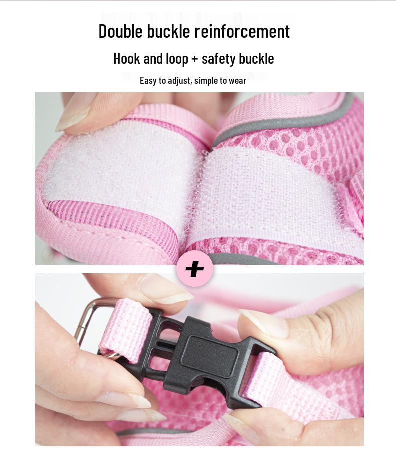 Reflective Anti-Escape Breathable Dog Harness & Retractable Leash for Small & Medium Dogs