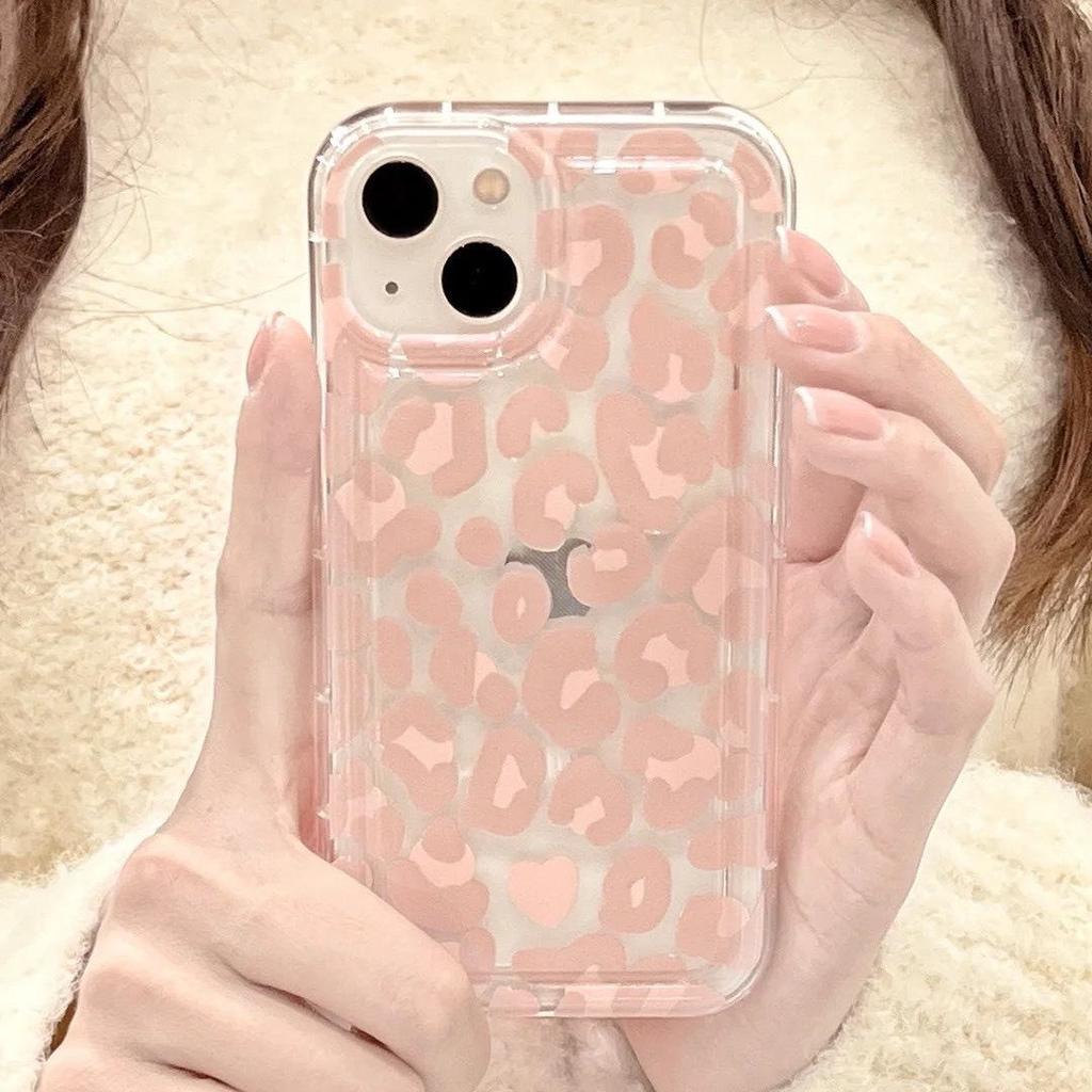 Rosa Leopardmønster Silikon iPhone 13 Deksel, Fallbeskyttende Mykt Deksel for Apple 11/12/15 Pro Max
