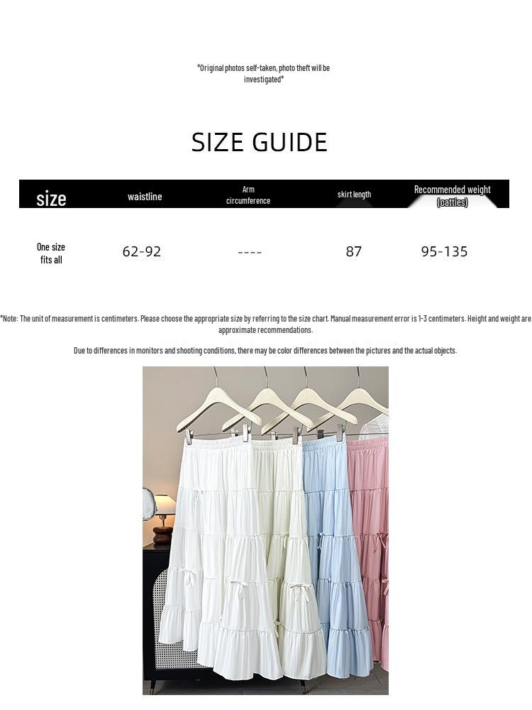 Drapey A-line Bow High Waist Cake Skirt - Women's Mid-length Slimming Skirt for Spring/Summer 2026