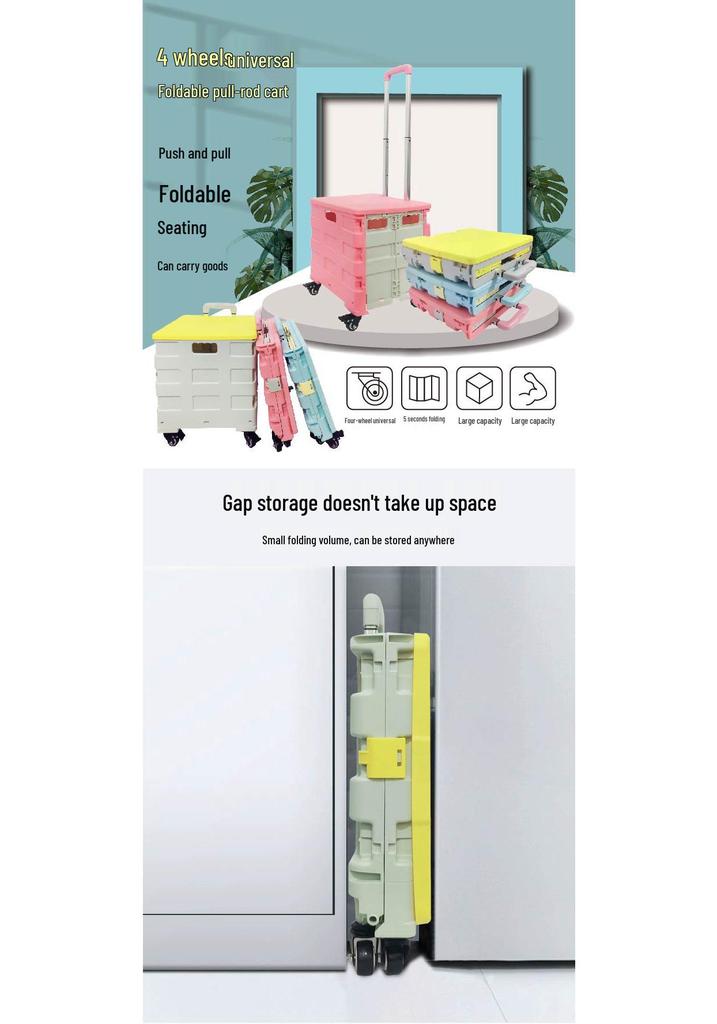 Four-Wheel Folding Portable Shopping Trolley for Vegetables