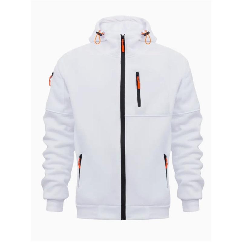 

Men s Fleece Hooded Jacket Full-Zip Warm Outdoor Coat With Pockets Casual Winter Sweatshirt XXXL білий