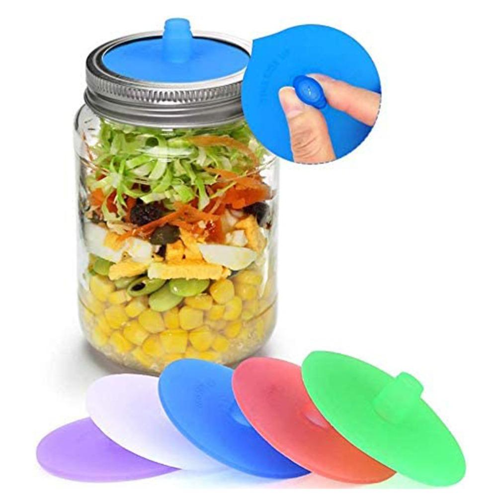 5pcs With Metal Ring Mason Jar Lid Sealed Wide Mouth Jar Cover Silicone Fermenting Lid  Coffee Bean