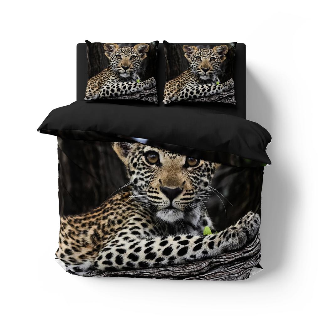 Animal Leopard Print Duvet Cover Set,Bedding Set Twin/Queen/King/240x220cm/140x200 Size,2/3PC Anti-Pilling Bed Linen Decor Gift