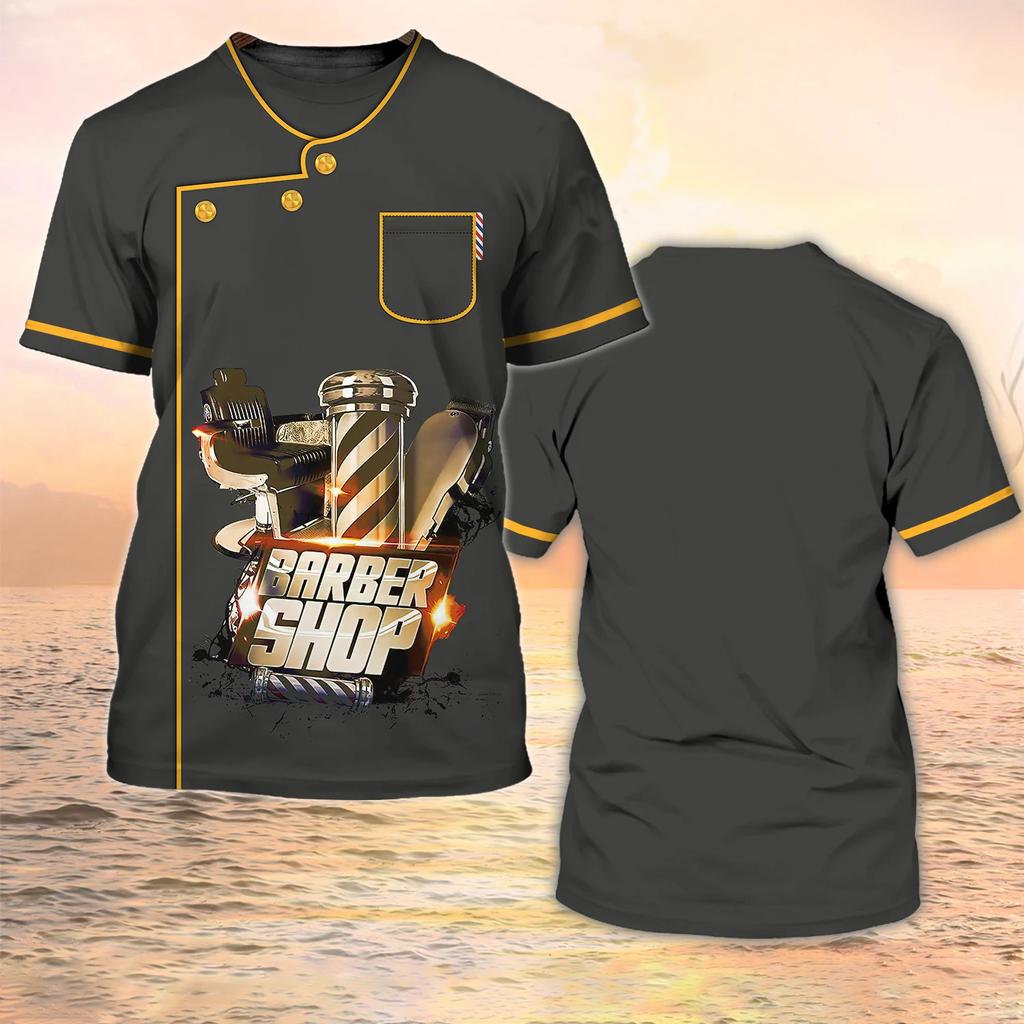 Barber Shop Shirts Men T Shirts 3D Printing Custom Man's Clothing O Neck Oversized Casual Short Sleeve Tops Cool Punk Streetwear