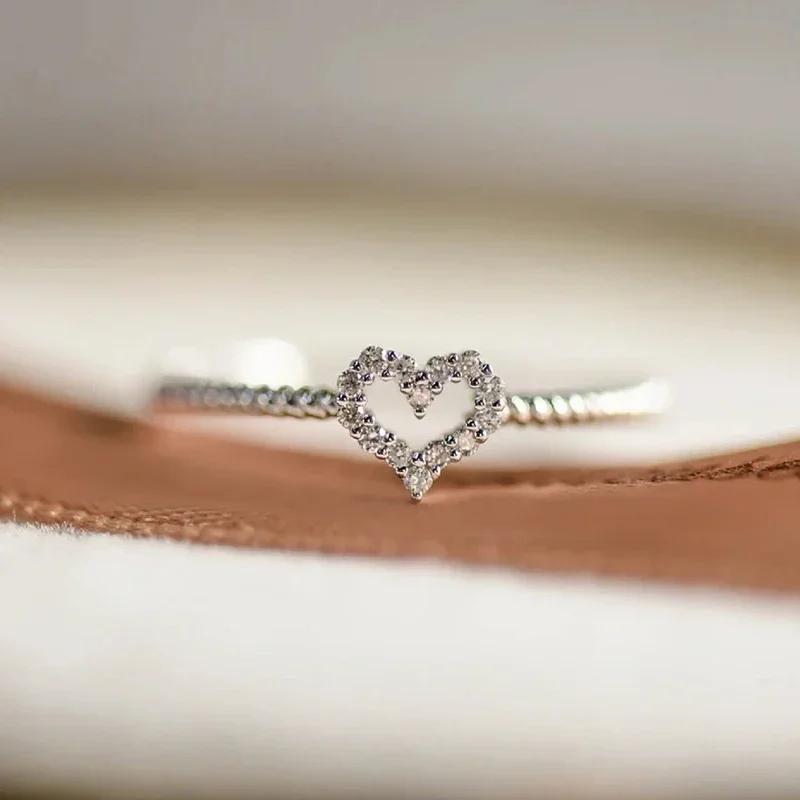 

Exquisite Love Rings for Women Low-key Wedding Accessories Fashion Female Daily Wear Chic Zircon Fancy Girl Gift 6