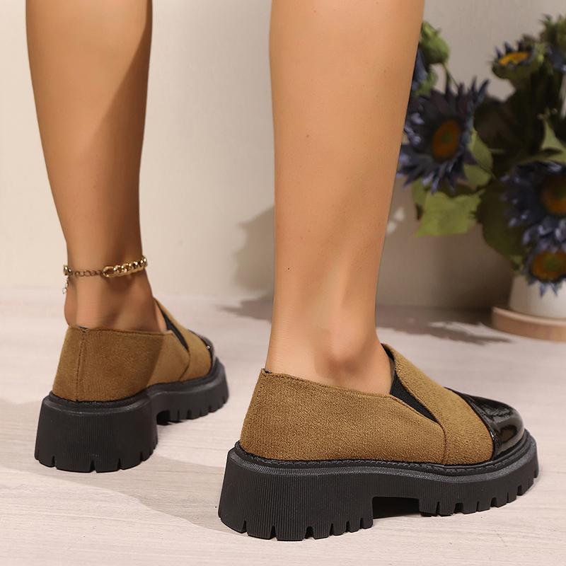 Mocassins à plateforme épaisse pour femmes Imprimé léopard Chaussures décontractées à enfiler Mode femme Cuir verni Semelle épaisse Chaussures habillées Grande taille