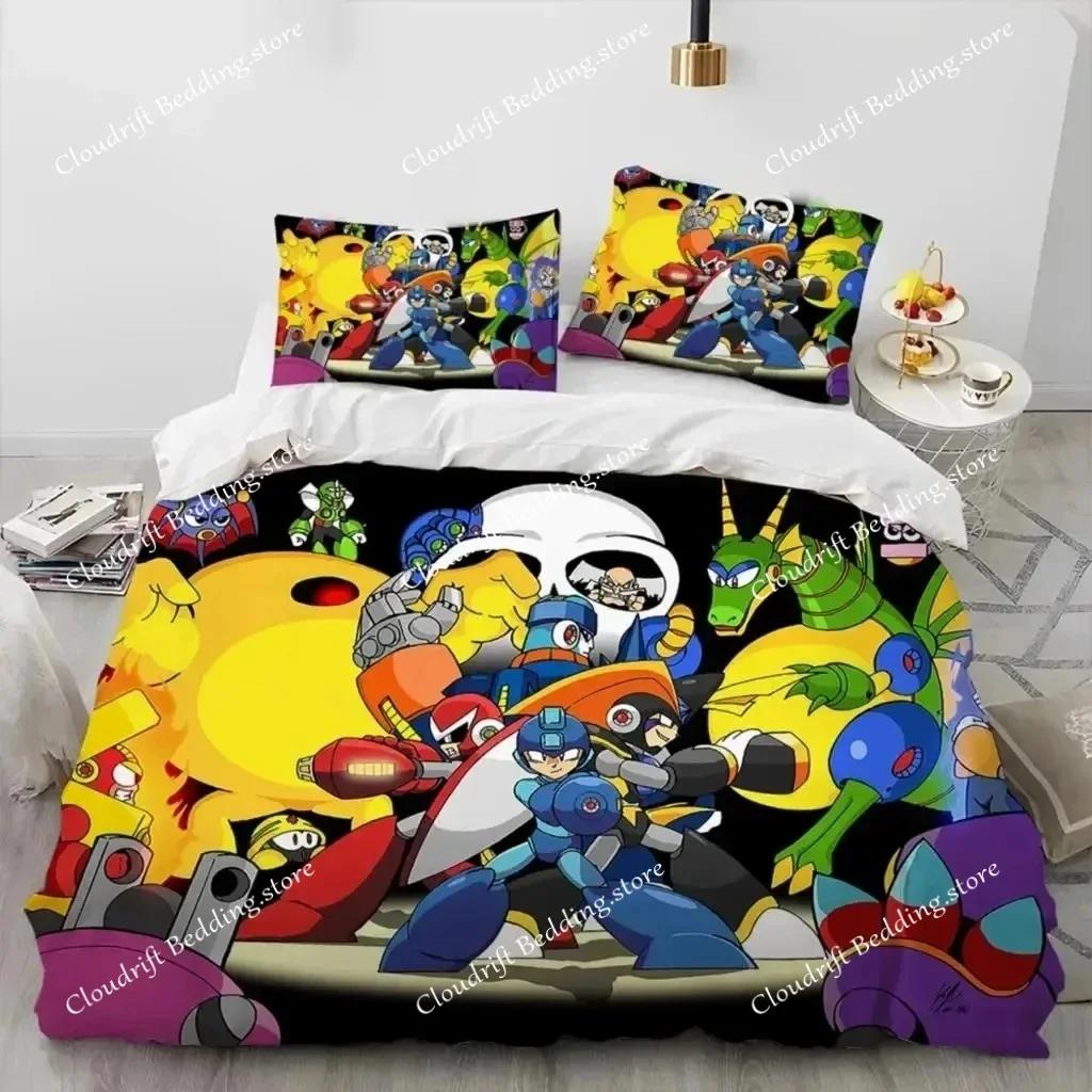 3D-Druck Rockman Megaman Spiel Cartoon Bettwäsche Set Jungen Mädchen Twin Queen Size Bettbezug Kissenbezug Bett Kinder Erwachsene026
