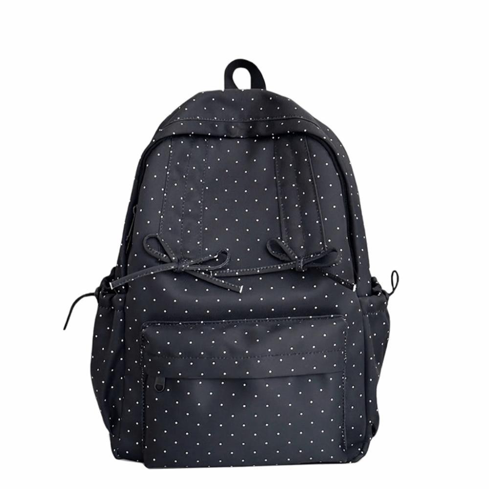 Large Capacity Minimalist Rucksack Sweet Student School Bag Y2k Polka Dot Backpack  Outdoor Use чёрный