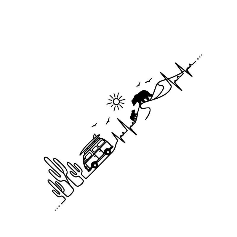 Sticker per Camper Orso Cactus Montagna Campeggio Furgoni Camper SUV Decorazione Portiere Decalcomanie in Vinile Accessori