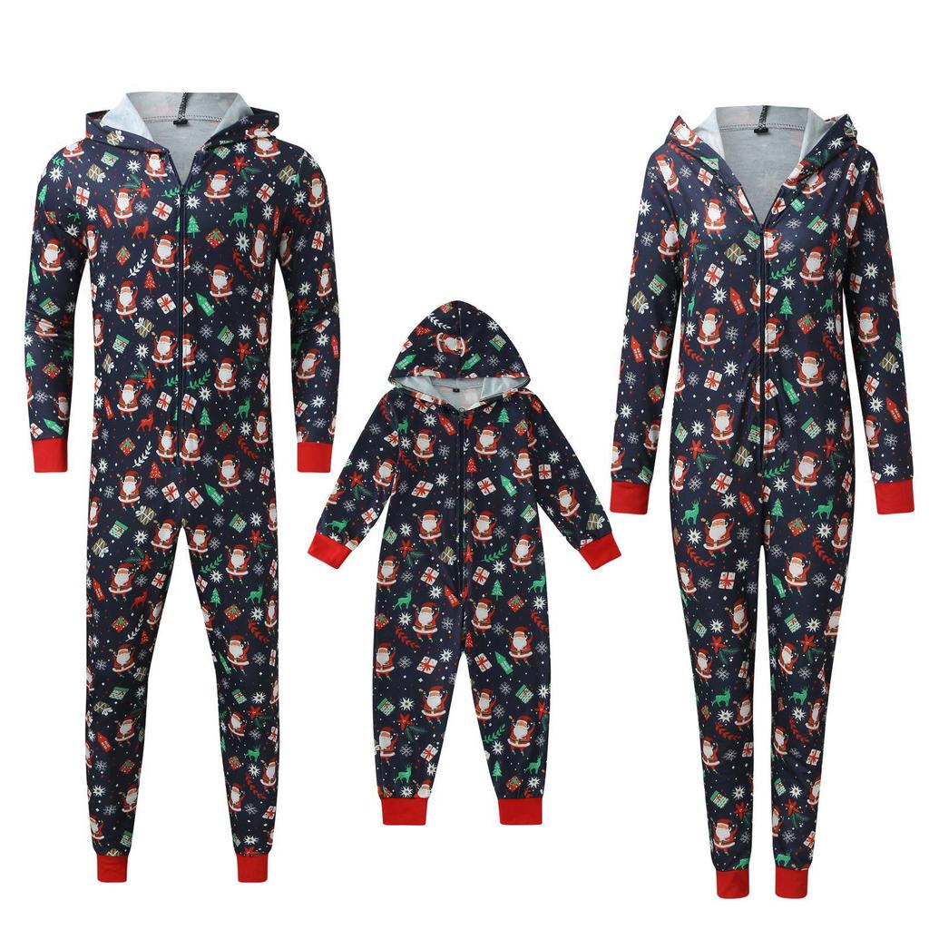 Conjunto de Pijama Mono Navideño Europeo y Americano a Juego para Padres e Hijos para Mujer 2023.