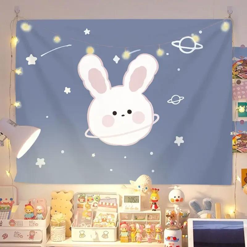 Moon Rabbit Cartoon Decorative Tapestry Home Wall Living Room Office Decorative Tapestry
