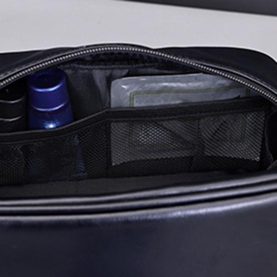 Pánská cestovní toaletní taška z umělé kůže, vodotěsný organizér na toaletní potřeby s boční rukojetí, přihrádkou na mokré věci, taška pro uložení holicích potřeb