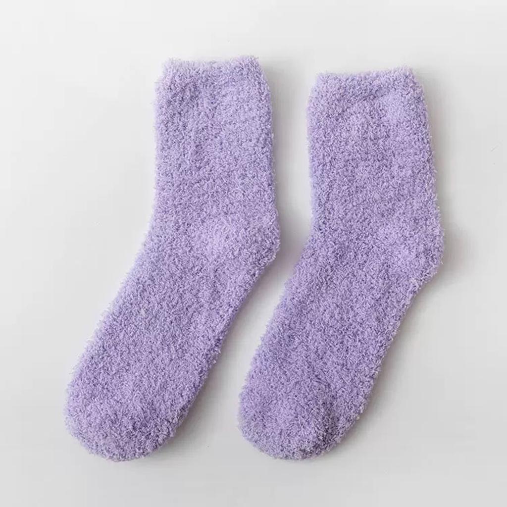 Ladies' Warm Plush Socks, Floor Socks, Candy Colored Medium Socks