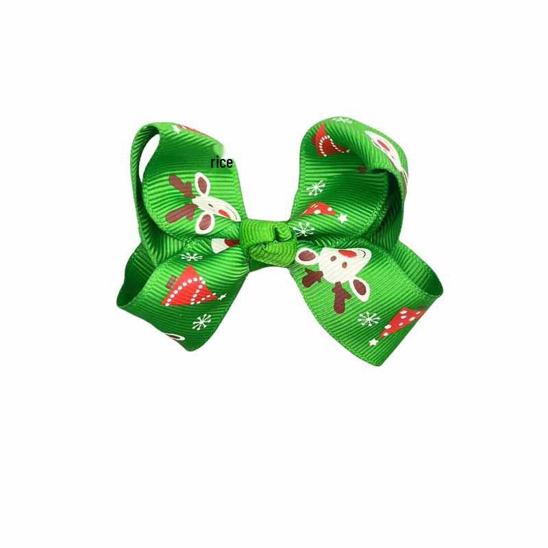 Christmas Reindeer Bow Hair Clip - Red & Green Accessory