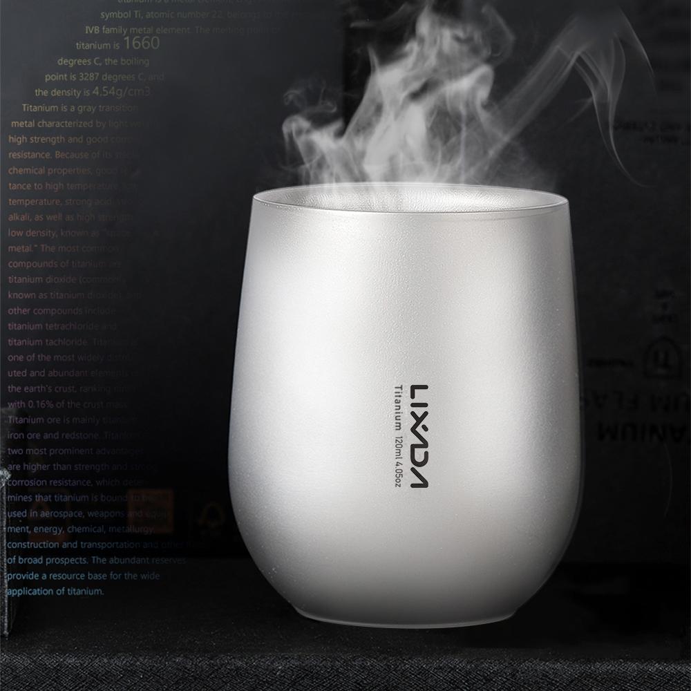 120ml Ultralight Ti Double Wall Insulated Water Cup Tea Cup Mug for Outdoor Camping Hiking