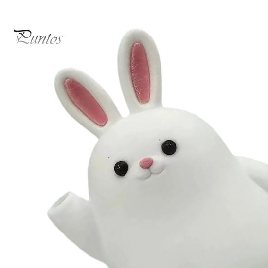 Home Office Decor Vase 3D Printed Rabbit Ornament, White Bunny Flower Holder Hydroponic Plants Container, Animal Shape Desktop Decoration for Matte