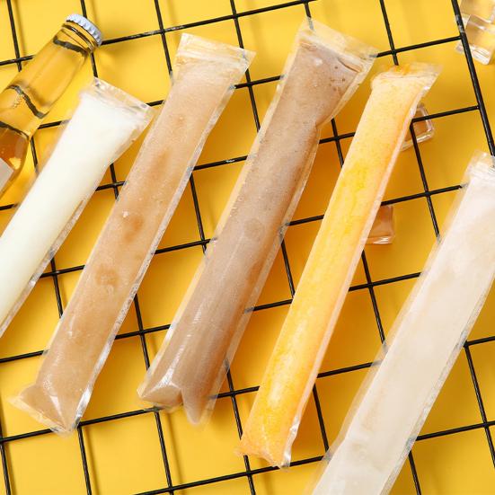 100 Pcs Disposable Popsicle Bag with Funnel Transparent Freezer Tubes for Healthy Snacks Yogurt Sticks Juice Smoothies Easy