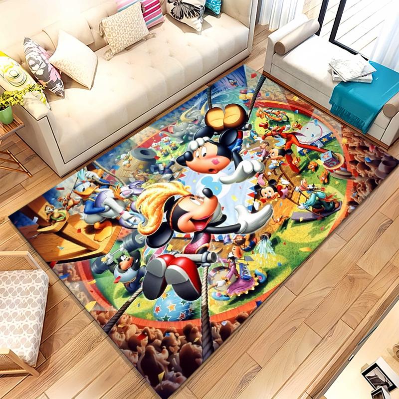 Cartoon Mickey Minnie Mouse Donald Duck Living Room Non-Slip Area Rug Soft Carpet for Bedroom Playroom Sofa,Home Decor Doormat