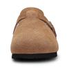 Fashion Kidmi Women's Slippers with Adjustable Metal Buckle Fashion Fur Lined Suede Clogs Cork Footbed Mules Slip On Winter Potato Shoes
