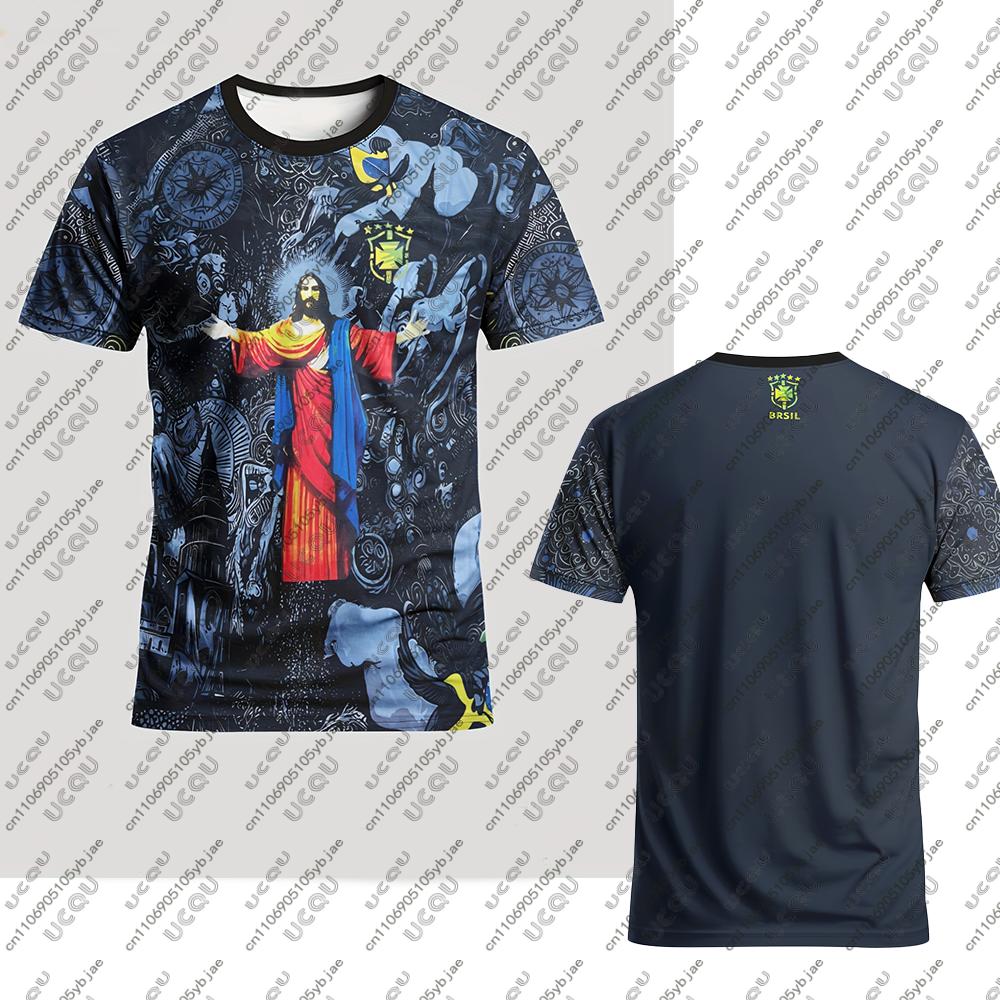 Abbigliamento Uomo Bambini Maschio Ragazzo Asciugatura Rapida Allenamento Traspirante Maglietta T-shirt Sportiva Biarritz Top Regalo Maglia da Calcio Brasiliana Calcio