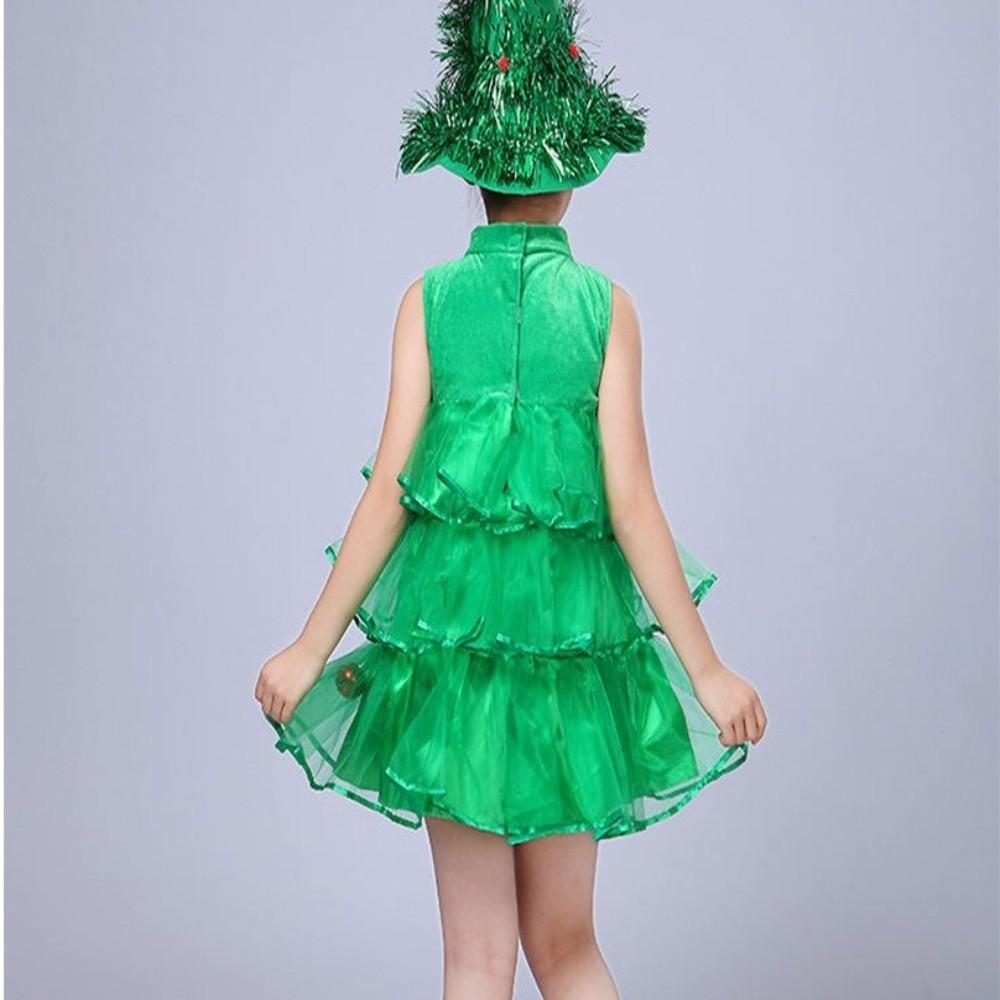 Fancy Christmas Tree Dress Green Elf Costume New Princess Skirt  Girls