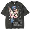 T-shirt Unisex Stile Punk Classico Stampa Anime Ghost in the Shell Cotone Lavato Vintage Casual Estiva Nuova T-shirt Corta