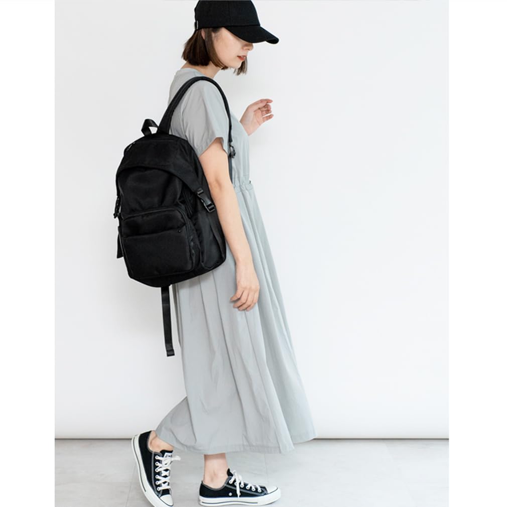 VITAFELICE Damen Nylon Rucksack mit Klappe, binb-z0302y (Schwarz)