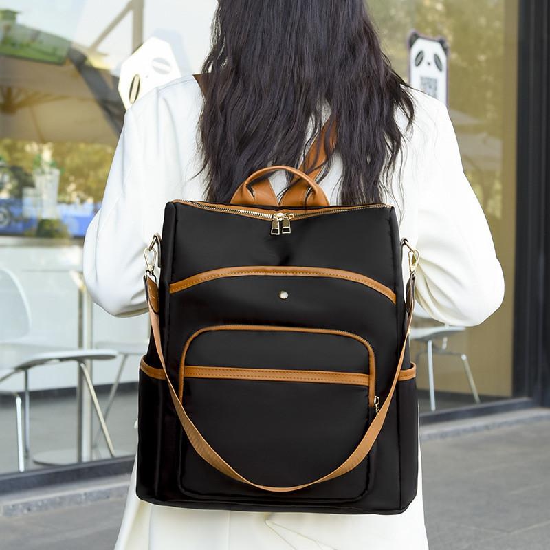 

IELGY Повседневный рюкзак Оксфорд дам, модный рюкзак для компьютера большой емкости контрастного цвета чёрный