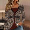 Tops for Women Geometric Print Long Sleeve Fake Two‑Piece Top Fall Casual Slim Pullover Women's Long Sleeve Top
