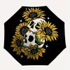 1pc Skull Sunflowers Auto Open/close, All-Season Portable Folding Umbrella for Women & Men, Travel, Everyday, Formal Events - Compact Luxury Parasol,