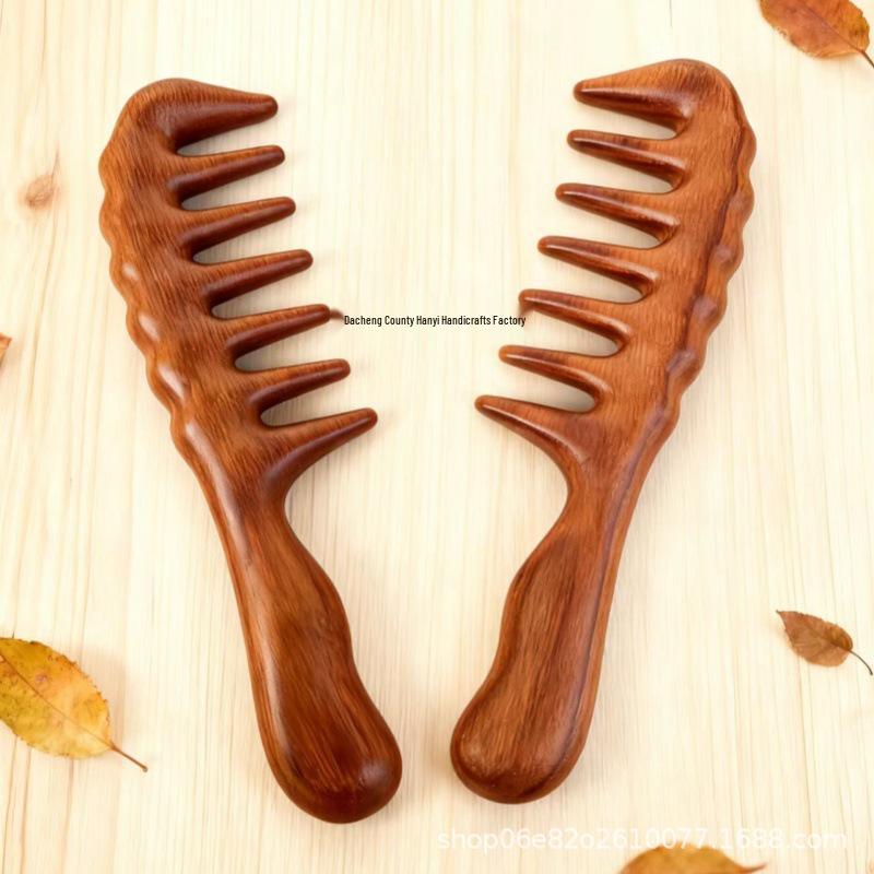 Sandalwood Large-Tooth Round-Handle Comb for Meridian and Gua Sha Massage