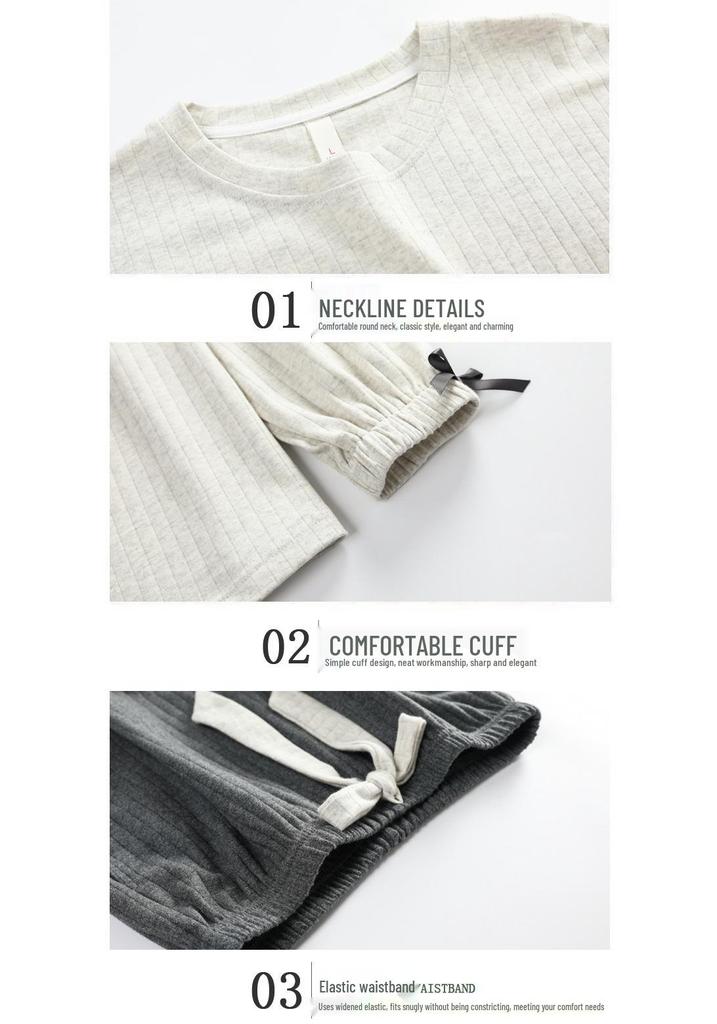 Women's Cartoon Cotton Pajama Set – Long Sleeve, Long Pants, Casual Wear for Spring & Autumn, Wearable Outdoors, Two-Piece.