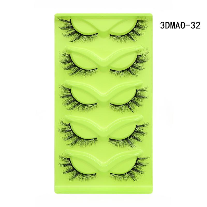 XF 5 Pairs Fox Eye Lashes 3D Silk Fluffy Faux Mink False Cat Eyelashes Custom Packaging Box with Private logo