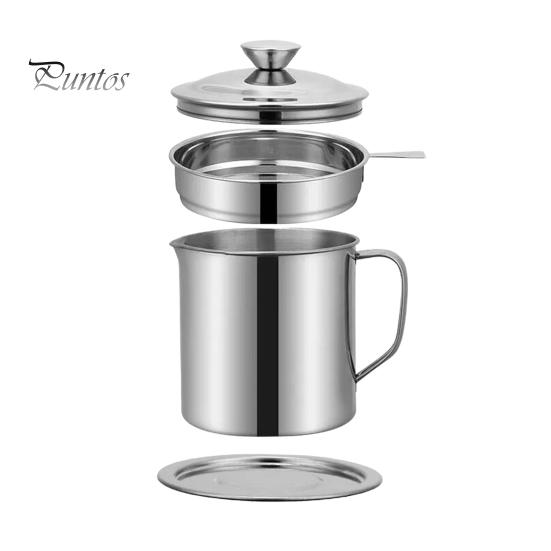 

Фильтр для масла, контейнер для экономии жира, бекон, с мелкой сеткой, кастрюля для хранения масла из нержавеющей стали с поддоном для кухни L