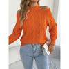 Womens Casual Solid Off Shoulder Long Sleeve Pullover Sweater