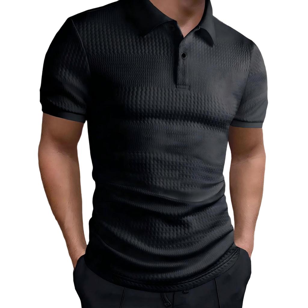 Mens Shirt Short Sleeve Textured  Shirts Casual Summer Collared  T Shirt