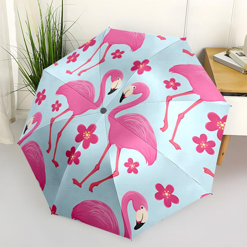 

1pc Flamingo Flowers Automatic Open/Close Folding Umbrella - Compact 8-Rib Design, Daily Use, Perfect Gift for Friends & Family yy260327082