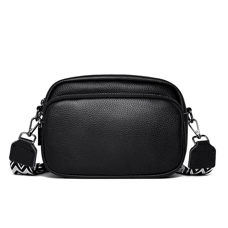 DENK Leather Women's Bag New Trendy Fashion Niche Shoulder Messenger Bag First Layer Cowhide Small Square Bag