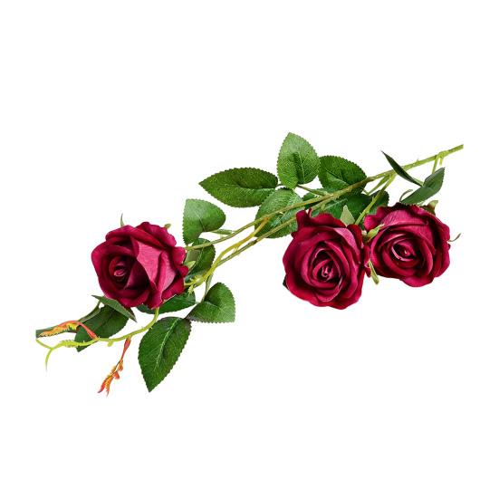 Artificial Rose Flower 3 Heads Full Blooming Fake Silk Roses Bouquet with Stem for DIY Vase Home Wedding Party Centerpiece