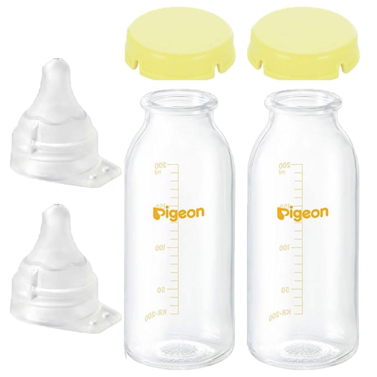 

[All items can be sterilized by boiling] Pigeon Breastfeeding Jikkan Direct-Attach Baby Bottle 200ml + Nipple (Low-Frequency, High-Flow) + Lid (Set