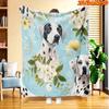 1pc Dalmatian Dog & Floral Blanket Suitable for All Seasons, Soft Flannel Throw Bedspread with Dalmatian Puppy Print, Machine Washable Couch Bedspread