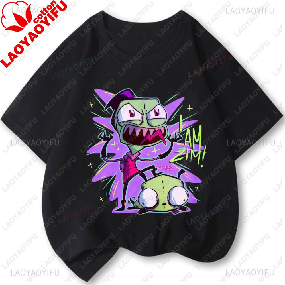 Invader Zim Grafik T-Shirts Unisex Unisex Cartoon TV Vintage Beliebtes Shirt Mode Kawaii Niedlich Kreativität Kurzarm-T-Shirts