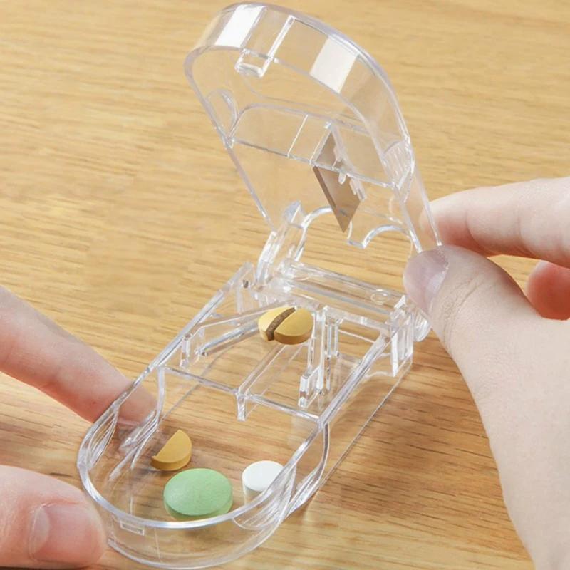 Pill Cutter Box Portable Drug Box Tablet Cutter Splitter Medicine Pill Holder Pill Cutter Box