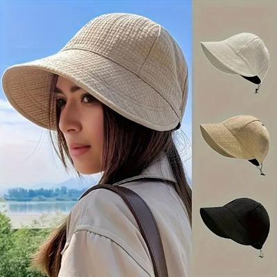 New Summer Beach Hat Big Visor Sun Hats For Women Outdoor UV Protection Top Empty Sport Baseball Cap