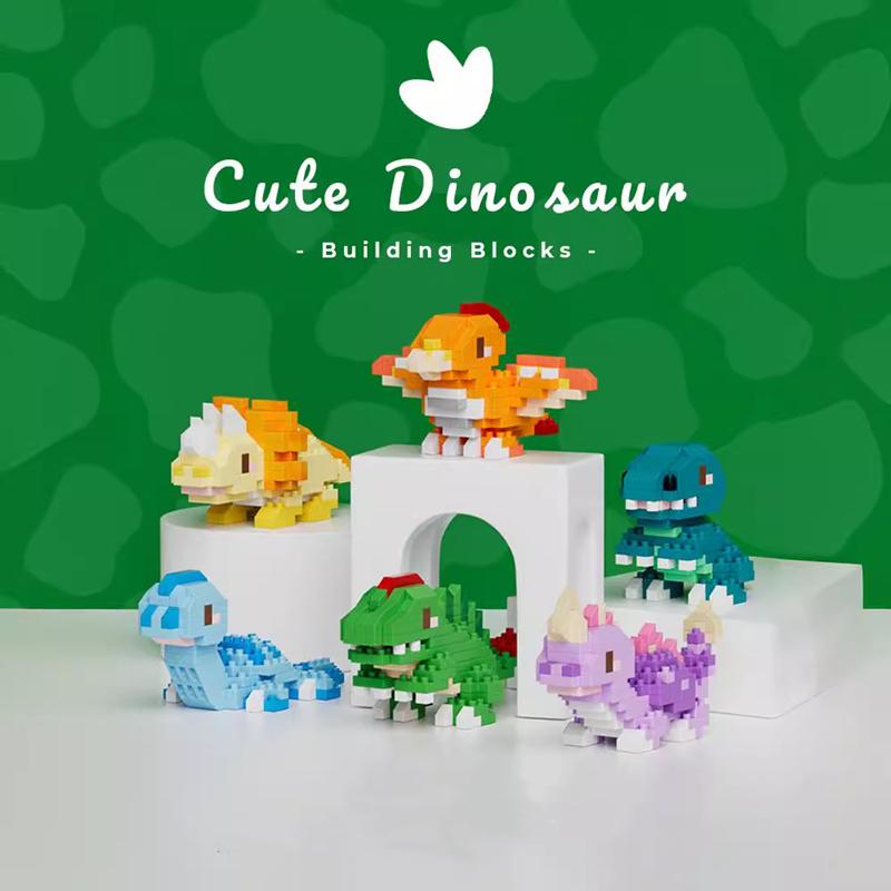 Neue Mikropartikel-Zusammenbausteine DIY Kreatives Freizeitspielzeug Kleine Dinosaurier Zusammengebaute Ornamente Tier-Bausteine