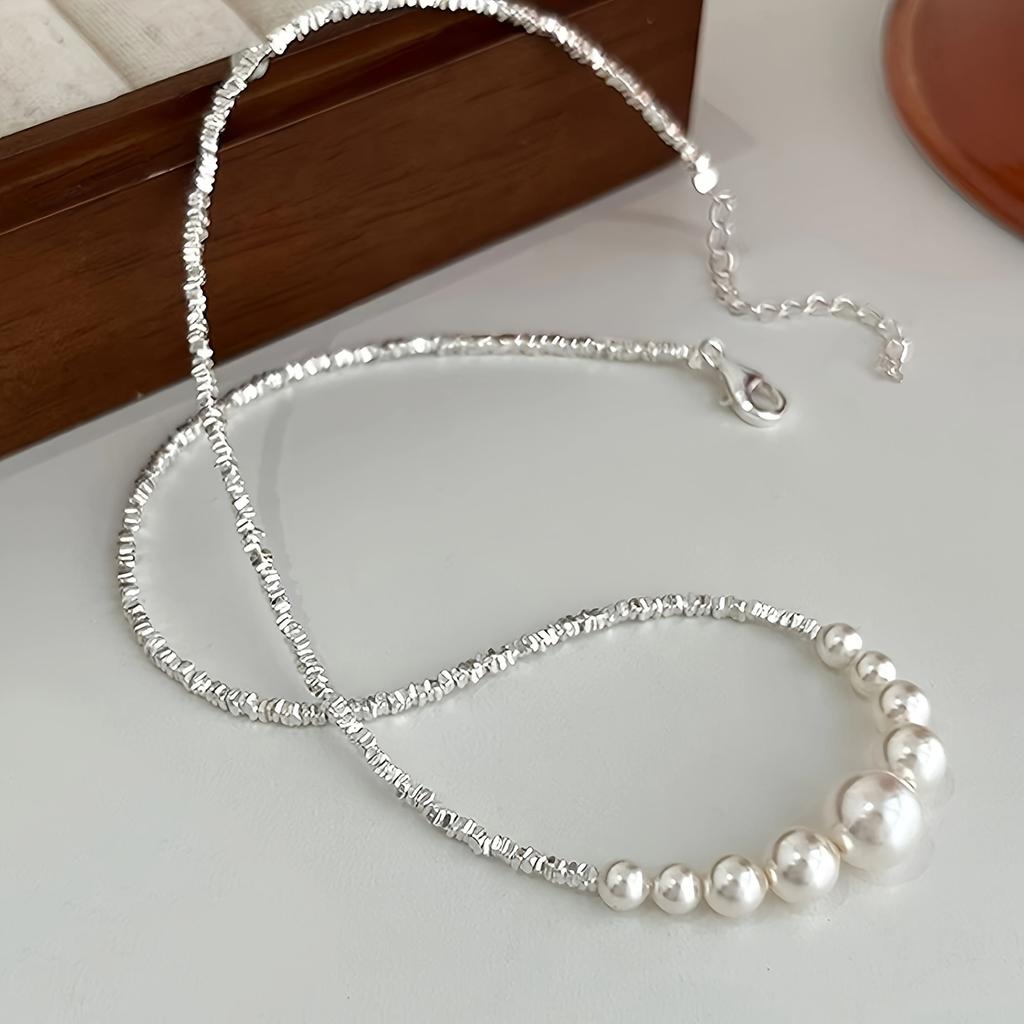 Handmade Simualtion Pearls Necklace for Women French-Inspired Minimalist Luxury Jewelry Elegant Everyday & Party Wear