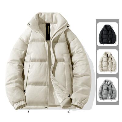 Modische Herren Daunenjacke Winter Neu Weiße Entendaunen Stehkragen Wildleder Unifarben Kurze Daunenjacke