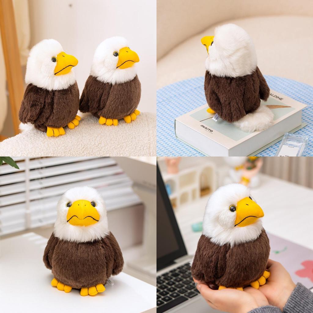 Adorable Plush White Headed Eagle Stuffed Animal Toy For Kids Soft Cuddly Doll