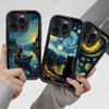 Cute Van-Gogh Starry Night Cat Phone Case For IPhone 11 12 13 16 15 17 14 Pro Max Soft Funda Silicone Cover